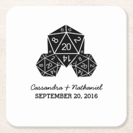 Ebony D20 Dice Wedding Paper-Onderzetters Kartonnen Onderzetters