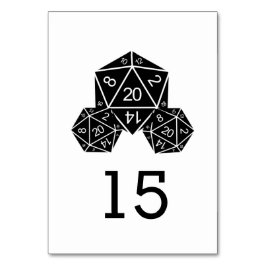 Ebony D20 Dice Wedding Table Kaart