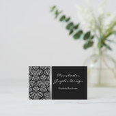 Ebony Damask Ribbon Visitekaartje (Staand voorkant)