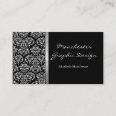 Ebony Damask Ribbon Visitekaartje (Voorkant)