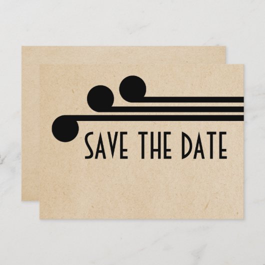 Ebony Deco Chic Save the Date Briefkaart (Voorkant / Achterkant)