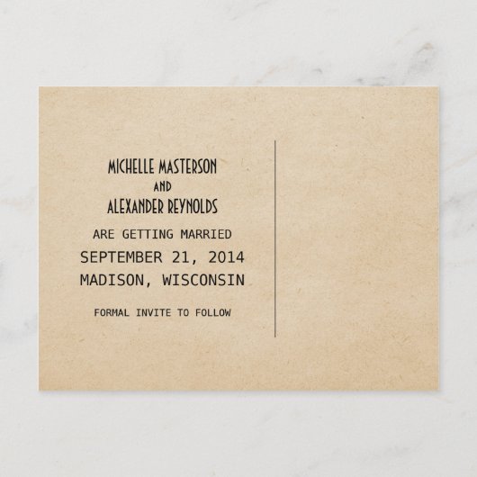 Ebony Deco Chic Save the Date Briefkaart (Achterkant)