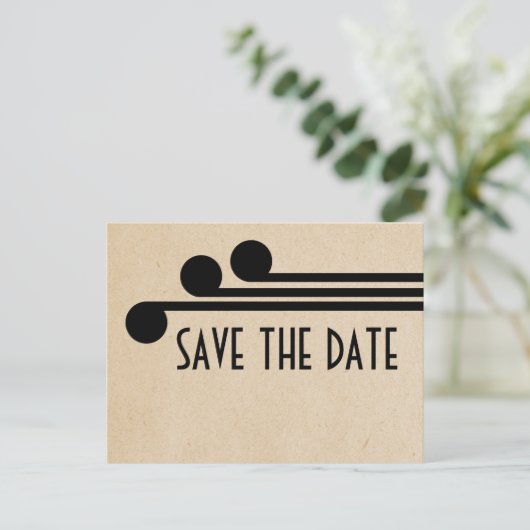 Ebony Deco Chic Save the Date Briefkaart (Staand voorkant)