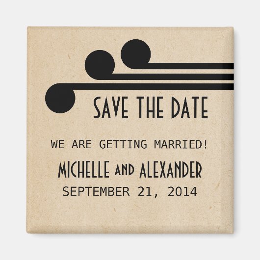 Ebony Deco Chic Save the Date Magnet (Voorkant)