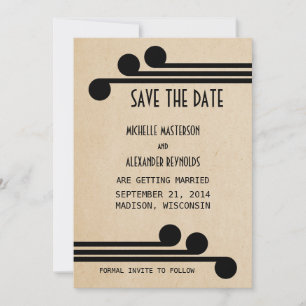 Ebony Deco Chic Save the Date Uitnodiging