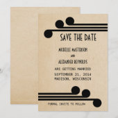 Ebony Deco Chic Save the Date Uitnodiging (Voorkant / Achterkant)