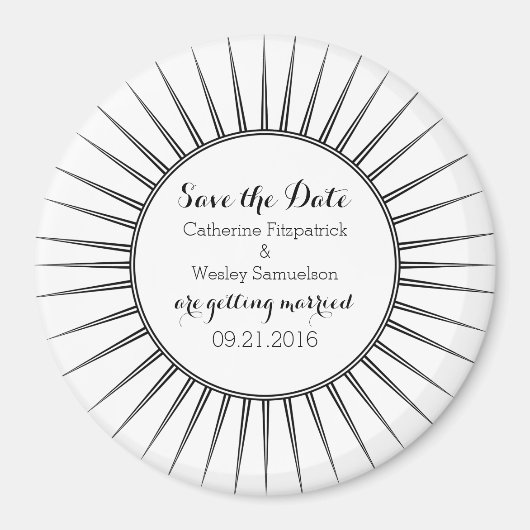 Ebony Deco Retro Save the Date Magnet (Voorkant)