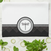Ebony Dragonfly Emblem Kitchen Towel Theedoek (Gevouwen)