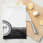 Ebony Dragonfly Emblem Kitchen Towel Theedoek (Quarter Fold)