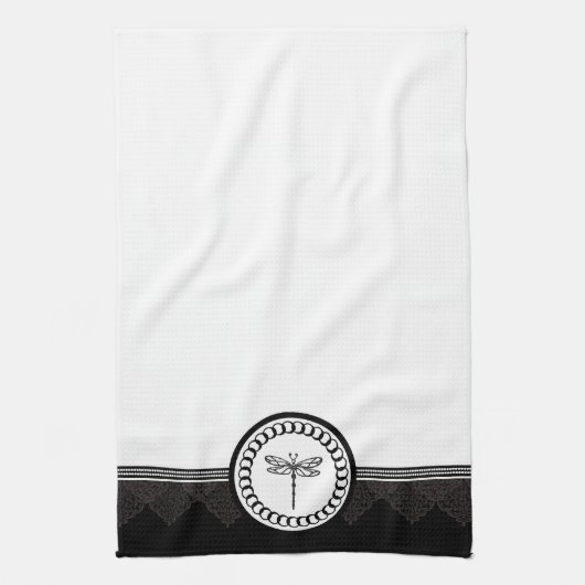 Ebony Dragonfly Emblem Kitchen Towel Theedoek (Verticaal)