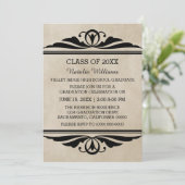 Ebony Elegant Deco Afstuderen Invite Kaart (Staand voorkant)