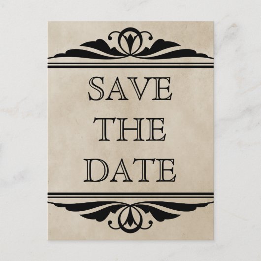 Ebony Elegant Deco Save the Date Briefkaart (Voorkant)