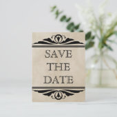 Ebony Elegant Deco Save the Date Briefkaart (Staand voorkant)