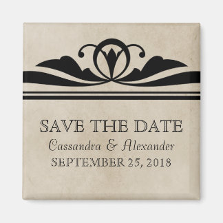 Ebony Elegant Deco Save the Date Magnet