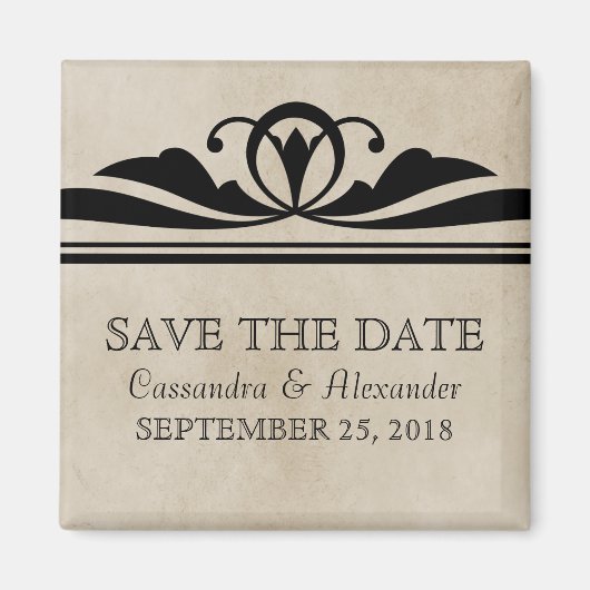 Ebony Elegant Deco Save the Date Magnet (Voorkant)