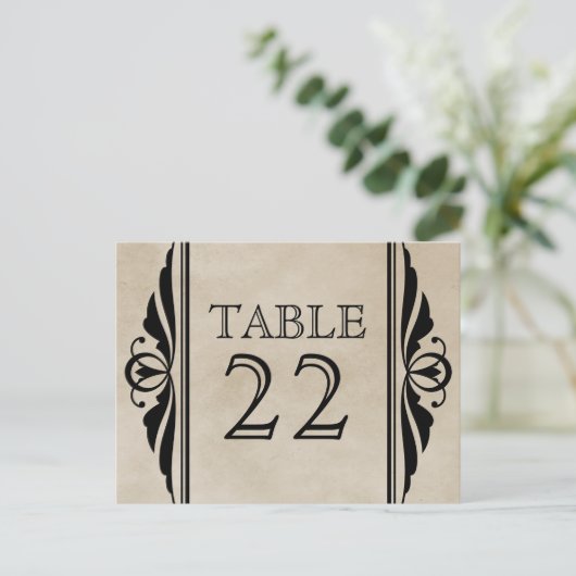 Ebony Elegant Deco Table Number Briefkaart (Staand voorkant)