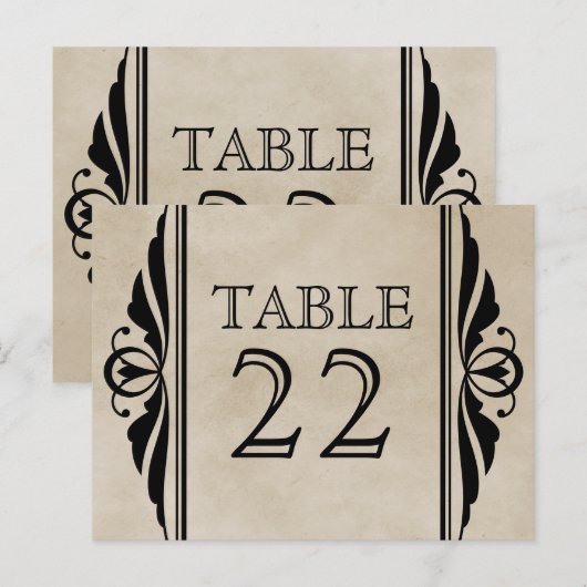 Ebony Elegant Deco Table Number Briefkaart (Voorkant / Achterkant)