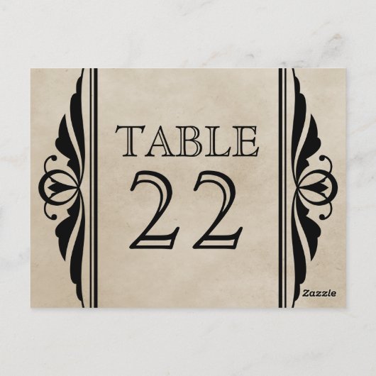 Ebony Elegant Deco Table Number Briefkaart (Achterkant)