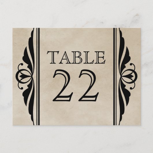 Ebony Elegant Deco Table Number Briefkaart (Voorkant)
