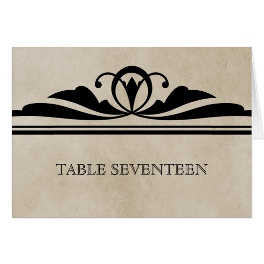 Ebony Elegant Deco Table Number Kaart (Voorkant Horizontaal)