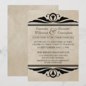 Ebony Elegant Deco Wedding Invite Kaart (Voorkant / Achterkant)