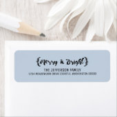 Ebony Elegant Sketched Merry en Bright Holiday Etiket (Insitu)