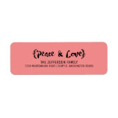 Ebony Elegant Sketted Peace & Love Holiday Etiket (Voorkant)