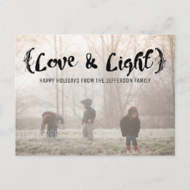 Ebony Elegant Sketting Love & Light Holiday Foto Feestdagenkaart