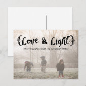 Ebony Elegant Sketting Love & Light Holiday Foto Feestdagenkaart (Voorkant / Achterkant)