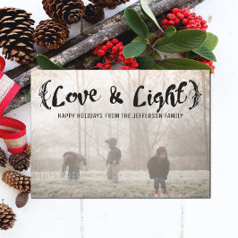 Ebony Elegant Sketting Love & Light Holiday Foto Feestdagenkaart