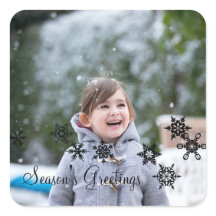 Ebony Elegant Snowflakes Holiday Foto Stickers