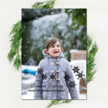 Ebony Elegant Snowflakes Holiday Fotokaart