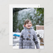 Ebony Elegant Snowflakes kerstfoto Briefkaart (Voorkant / Achterkant)