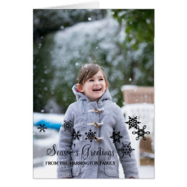 Ebony Elegant Snowflakes kerstfotokaart