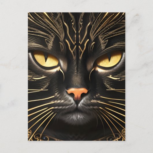 Ebony en Gold Cat Briefkaart (Voorkant)