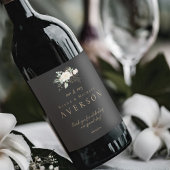 Ebony en Ivoor Floral Wedding Mr & Mrs ID989 Wijn Etiket