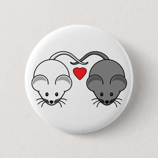Ebony en Ivory Mouse Love Ronde Button 5,7 Cm (Voorkant)