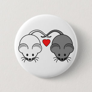 Ebony en Ivory Mouse Love Ronde Button 5,7 Cm