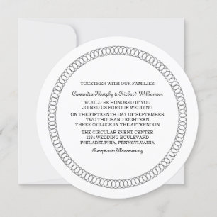 Ebony Encirled Round Wedding Invite Kaart