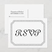 Ebony Encirled Ticket RSVP Briefkaart (Voorkant / Achterkant)