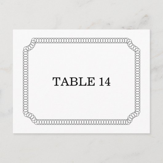 Ebony Encirled Ticket Table Number Briefkaart (Voorkant)