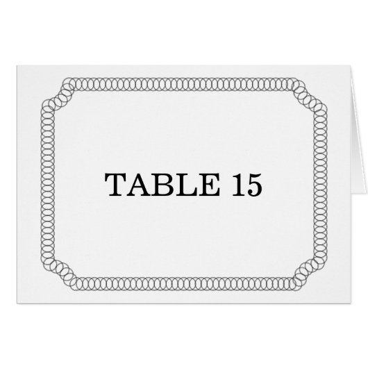 Ebony Encirled Ticket Table Number Kaart (Voorkant Horizontaal)