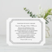Ebony Encirled Ticket Wedding Invite Kaart (Staand voorkant)