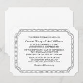 Ebony Encirled Ticket Wedding Invite Kaart (Voorkant / Achterkant)