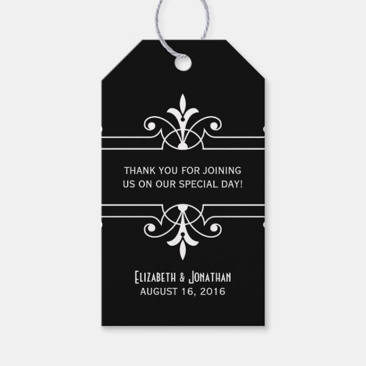 Ebony Fancy ornamental Gift Labels Cadeaulabel (Voorkant)