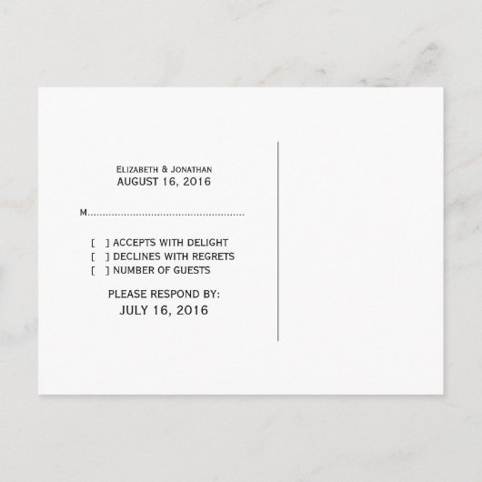 Ebony Fancy ornamental RSVP Briefkaart (Achterkant)