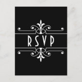Ebony Fancy ornamental RSVP Briefkaart (Voorkant)