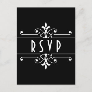 Ebony Fancy ornamental RSVP Briefkaart