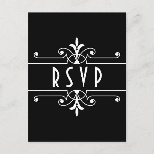 Ebony Fancy ornamental RSVP Briefkaart (Voorkant)