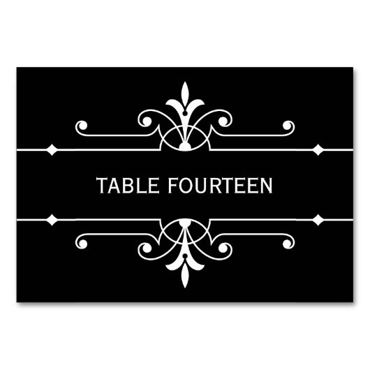 Ebony Fancy ornamental Wedding Table Kaart (Voorkant)